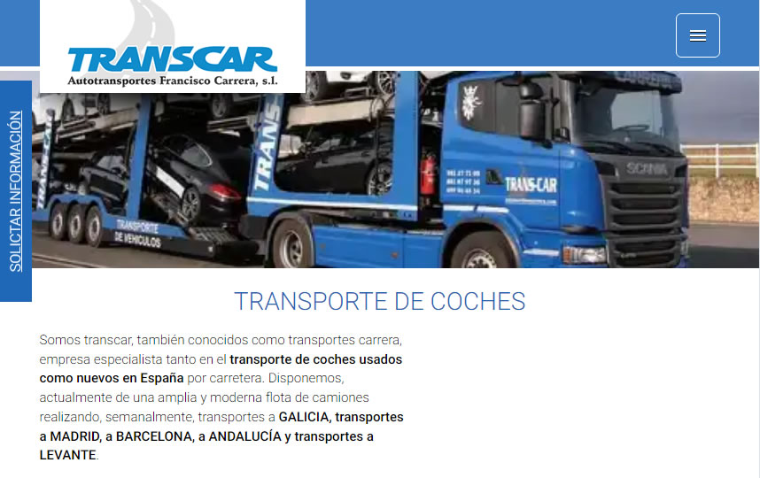 seo y web de la empresa de transporte de coches Transcar